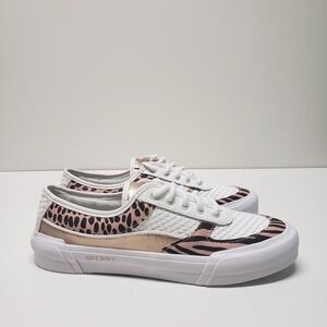 SPERRY TOP-SIDER Soletide Metallic Snake Patterned Leather Sneaker Women Sz 7.5